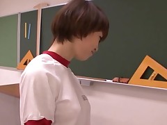 Asian legal age teenager gets lessons on her knees sucking large penis